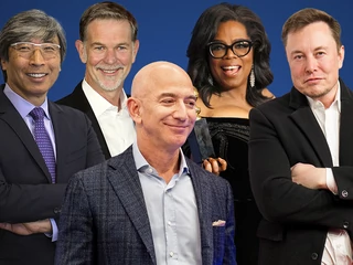 Wśród najbogatszych Amerykanów znajdziemy takie postacie jak Patrick Shoon-Shiong, Reed Hastings, Jeff Bezos, Oprah Winfrey czy Elon Musk