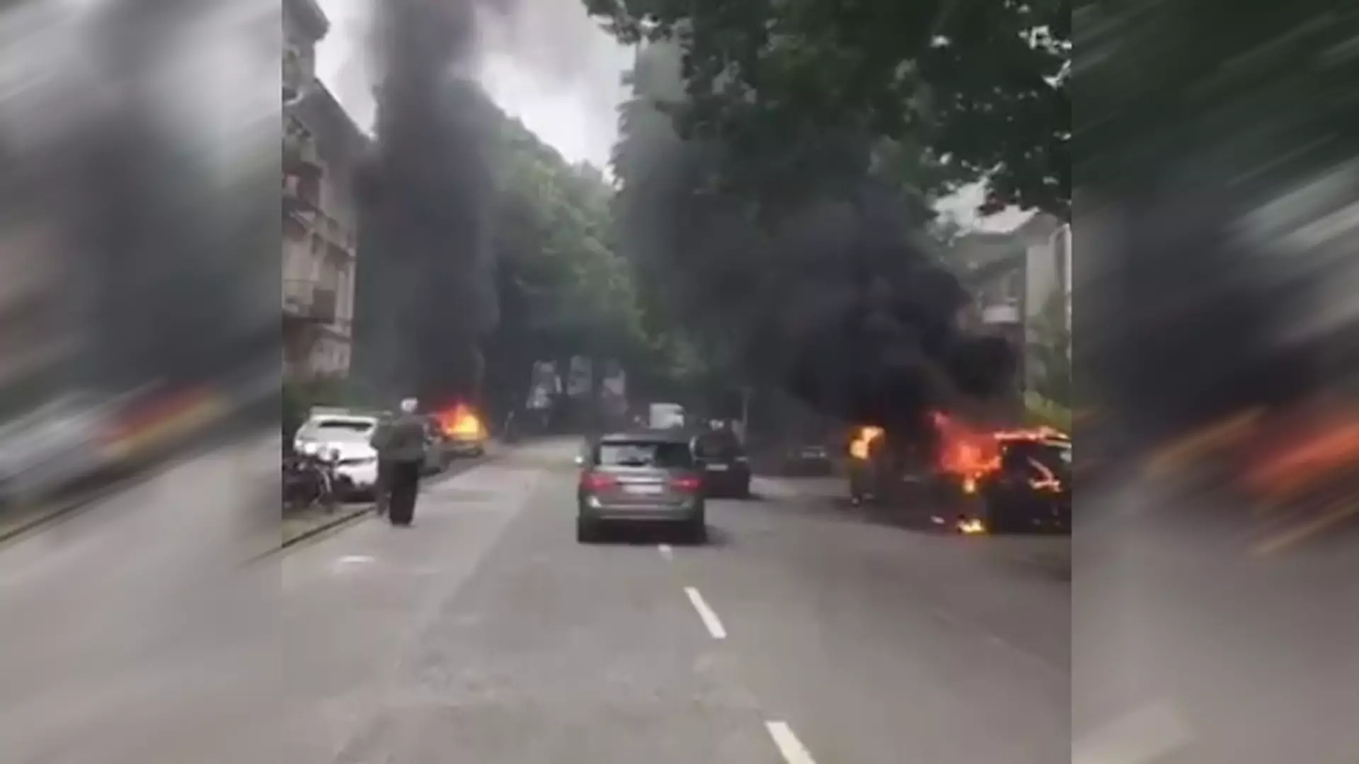 Ogień na ulicach Hamburga przed wizytą najbogatszych. Te filmy wyglądają jak GTA5