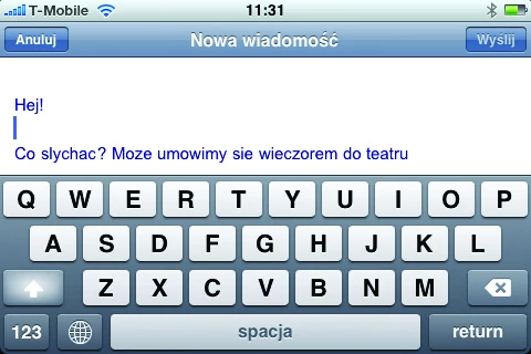 iPhone ma tylko jeden przycisk, obsługę i wpisywanie tekstów realizujemy za pomocą ekranu dotykowego