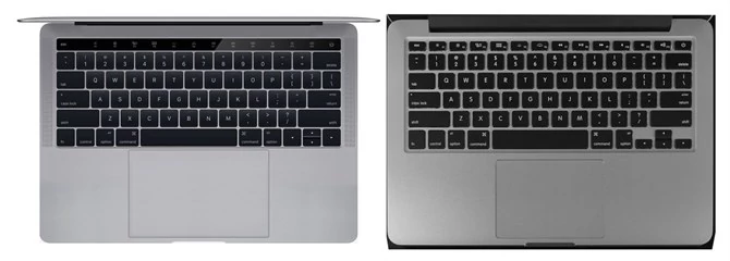 MacBook Pro z panelem OLED (po lewej)