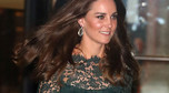 Księżna Kate Middleton w długiej, zielonej kreacji