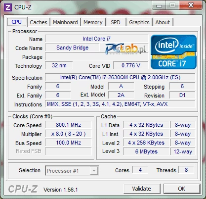 Sercem urządzenia jest procesor Intel Core i7-2630QM. To czterordzeniowy, ośmiowątkowy układ z funkcją Turbo. Dzięki niej nominalna prędkość może zostać zwiększona z 2,00 GHz do 2,90 GHz