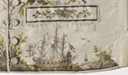 Kamizelka, Francja, lata osiemdziesiąte XVIII w., ryps jedwabny haftowany nićmi jedwabnymi - Detal