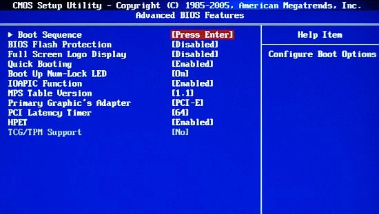 Advanced BIOS Features