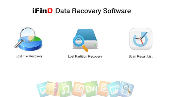 Główne okno programu do odzyskiwania danych w Windows - iFinD Data Recovery Home