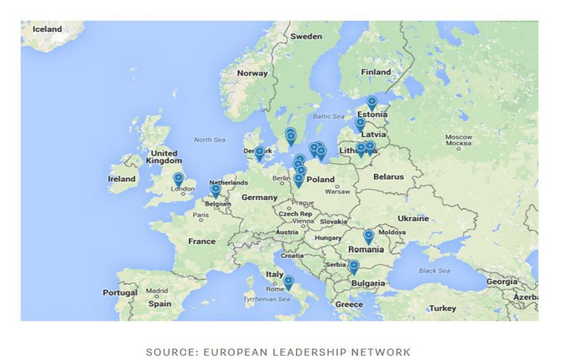 Mapa manewrów wojskowych NATO, przeprowadzanych w dniach 5-28 czerwca 2015. Źródło: European Leadership Network