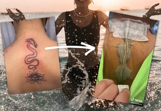 Wystawiła świeży tatuaż na słońce i kąpała się w morzu. Oto efekty