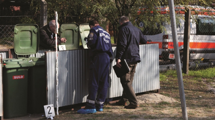 Ebben a szeméttárolóban találták meg a csecsemőt / Fotó: Police.hu