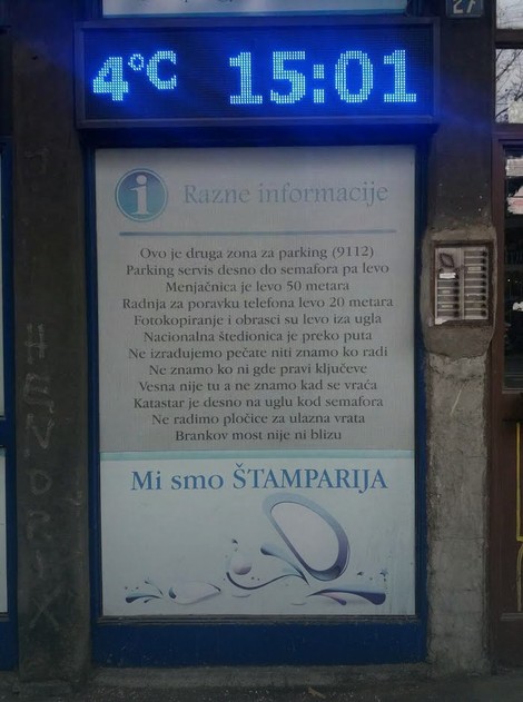 Obaveštenje na ulazu