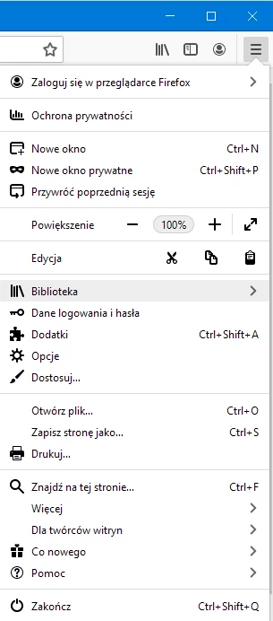 Firefox - czyszczenie danych przeglądania