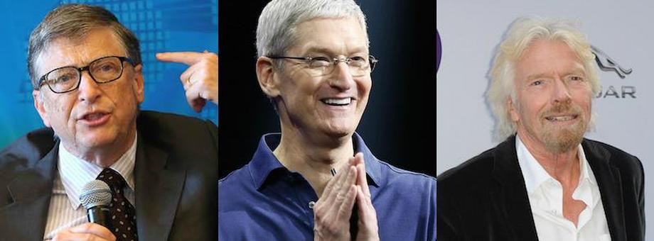 Bill Gates, Tim Cook, Richard Branson