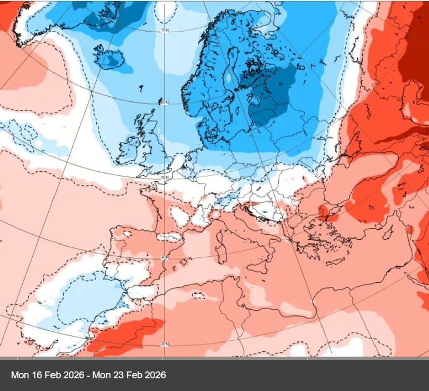 Od ponedeljka 16. februara do 23. februara očekuje se smena topijeg i hladnije vazduha uz snežne padavine