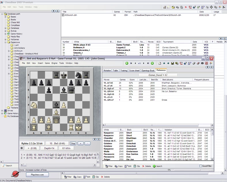 Interfejs programu ChessBase Light