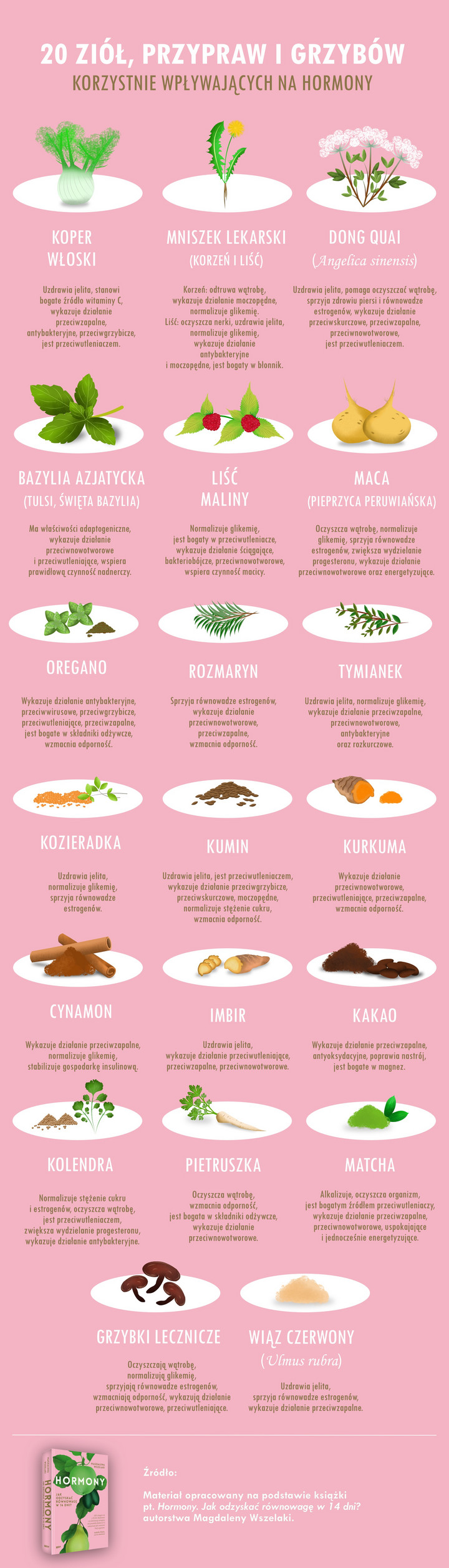 20 ziół, przypraw i grzybów korzystnie wpływających na hormony [INFOGRAFIKA]