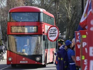 Zwolennicy i przeciwnicy brexitu demonstrują w poblliżu parlamentu. Londyn, 14 lutego 2019 r.