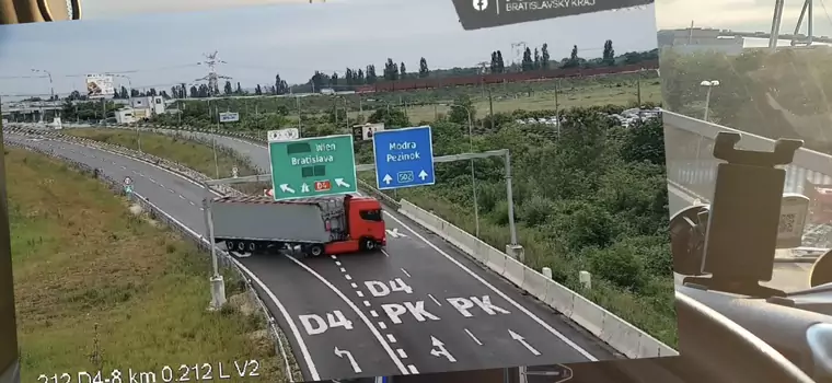 Kierowca ciężarówki zawracał na autostradzie i jechał pod prąd. Miał w tym interes