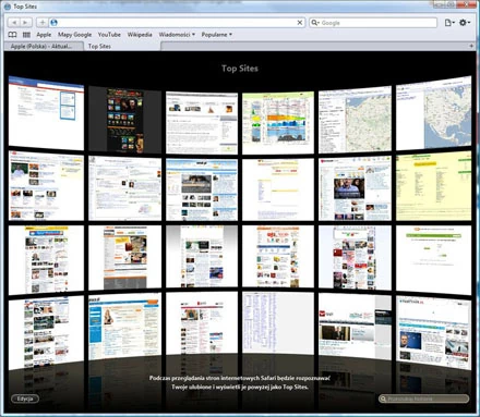 Top Sites, czyli inteligentna nowa karta. Ta funkcja została zrealizowana w Safari w efektowny sposób.