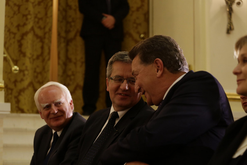 Prezydent Bronisław Komorowski oraz prezes grupy Infor PL Ryszard Pieńkowski
