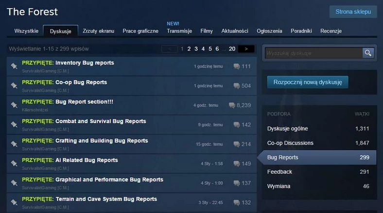 Forum gry we Wczesnym dostępie dedykowane zgłaszaniu napotkanych błędów. Bezpośrednie wsparcie dla twórców