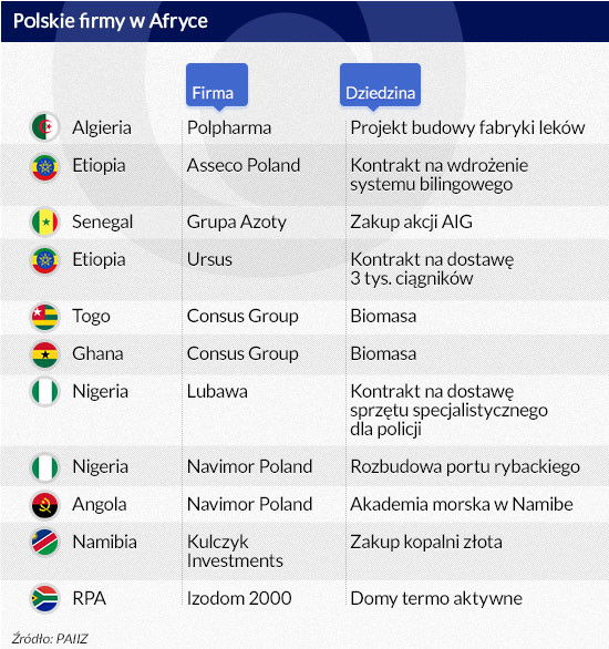 Polskie firmy w Afryce. Infografika: Dariusz Gąszczyk