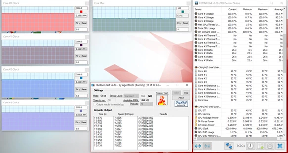 Parametry CPU podczas pracy z maksymalnym obciążeniem (kliknij, żeby powiększyć)