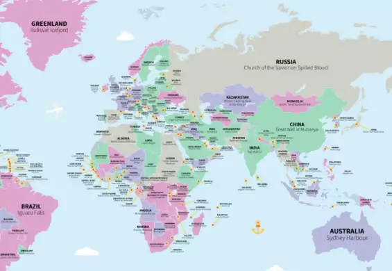 Mapa z najpopularniejszymi atrakcjami dla turystów w każdym kraju. Co wygrało w Polsce?