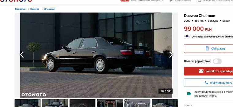 Daewoo Chairman, czyli koreański Mercedes, trafił na sprzedaż w stanie fabrycznym