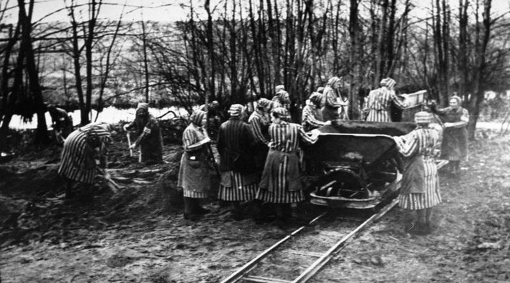 Női fogvatartottak a koncentrációs tábor munkaszolgálatán / Fotó: Bundesarchiv, Bild 183-1985-0417-15 / CC-BY-SA 3.0