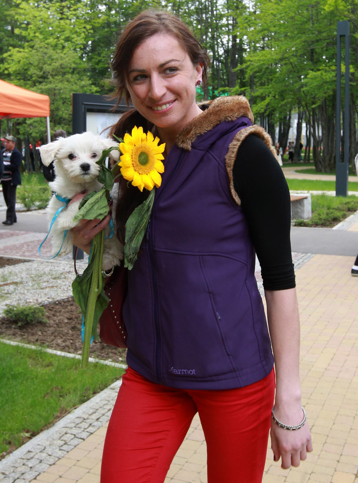 Justyna Kowalczyk z psem (Marianem)