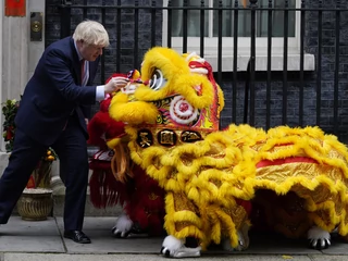 Brytyjski premier Boris Johnson podczas obchodów chińskiego Nowego Roku w Londynie, 24.01.2020