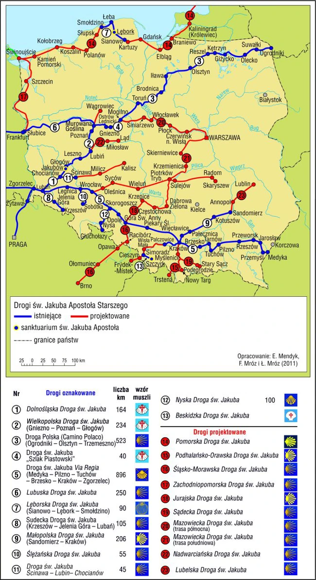 Drogi św. Jakuba w Polsce (stan w 2011 r.)