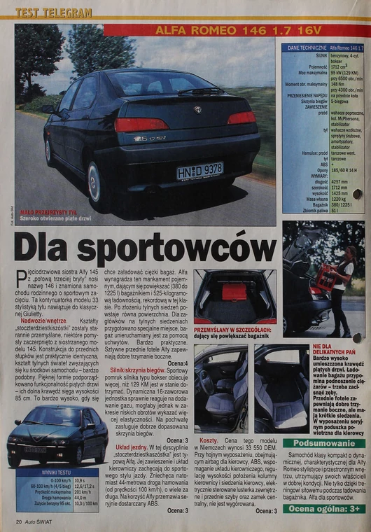 Test Alfy Romeo 146 - Auto Świat rok 1996