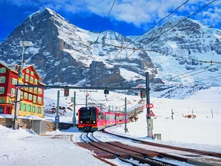 Grindelwald – kursująca od 1912 roku kolejka wspina się na najwyżej położoną stację w Europie na przełęczy Jungfraujoch (3454 m n.p.m.), pokonując po drodze 1393 m różnicy poziomów. 