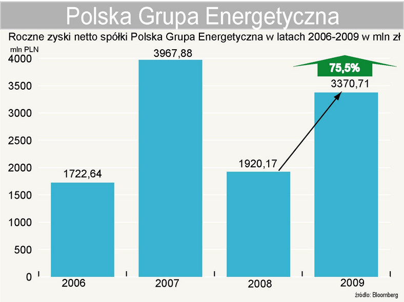 PGE - Polska Grupa Energetyczna - roczne zyski netto