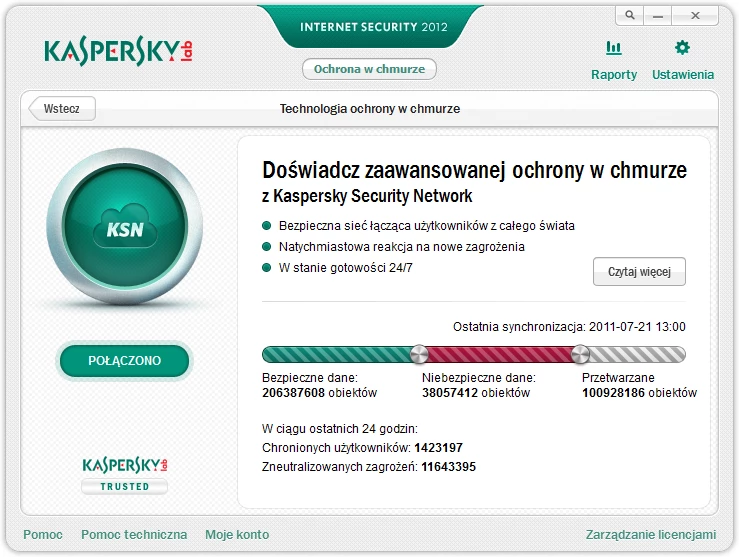 Kaspersky Internet Security 2012 – ochrona w chmurze (źródło: Kaspersky Lab)