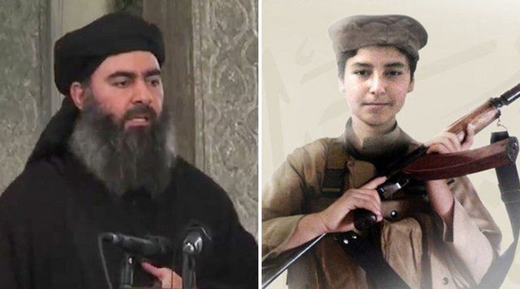 Bagdadi (balra) 15 éves fia robbanómellényben indult a 
gyilkos küldetésre. Az Iszlám Állam saját hírügynöksége 
jelentette be a fiatal mártírhalálát