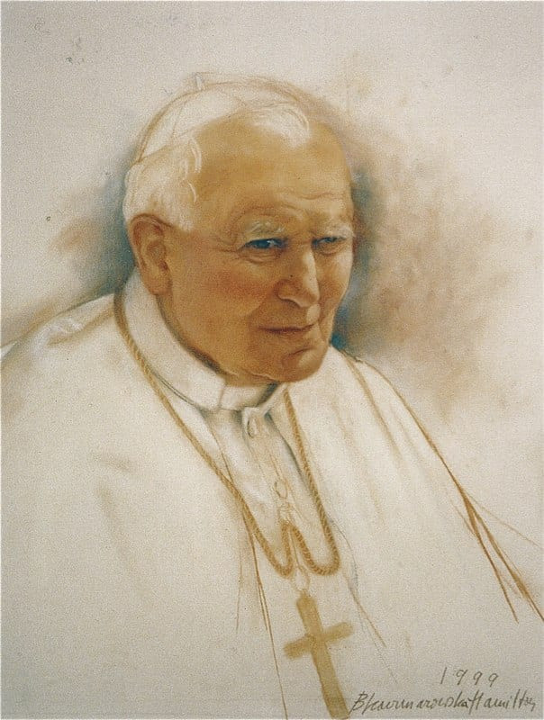 Portret papieża Jana Pawła II pędzla Barbary Hamilton