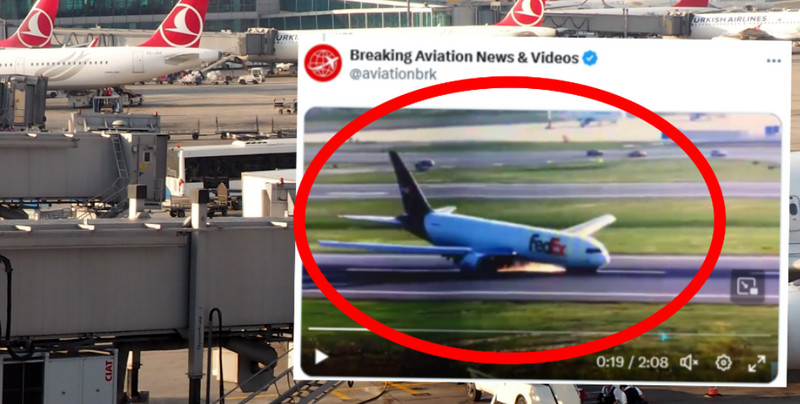 Awaryjne lądowanie Boeinga 767 w Stambule: wylądował bez przedniego podwozia
