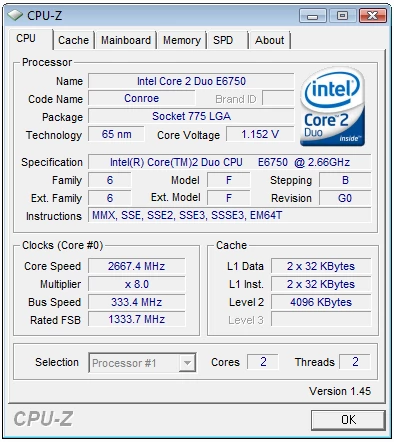 CPU-Z – Gigabyte EP45-DS4