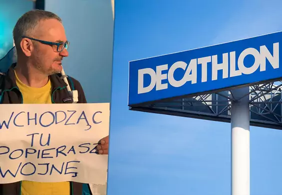 "Polacy nadal radośnie kupują tu rowerki". Mateusz protestuje przed Decathlonem w Krakowie