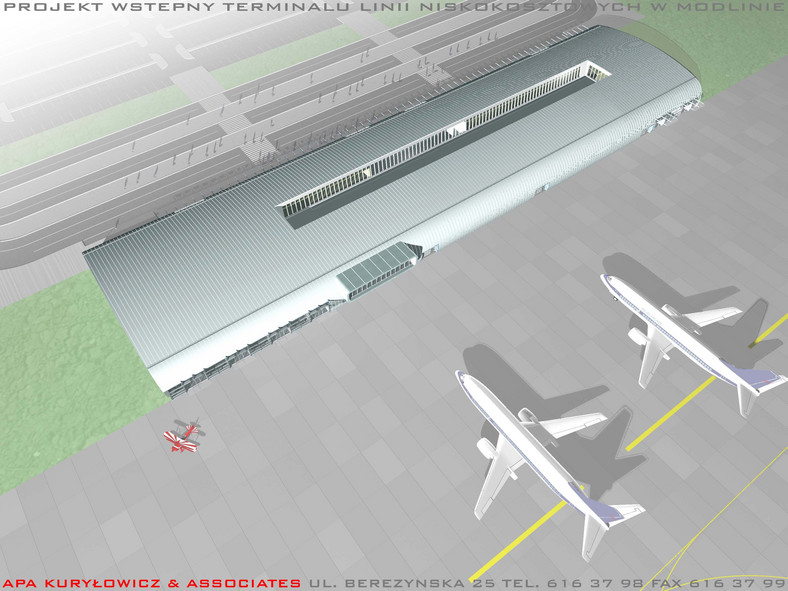 Lotnisko w Modlinie, wizualizacja, Źródło: materiały inwestora