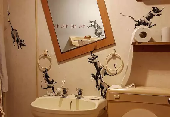 Banksy zaskakuje we własnym domu. Nowa praca artysty powstała w jego toalecie