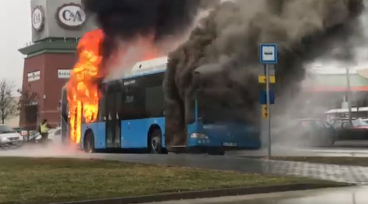 Teljes terjedelmében égett a busz