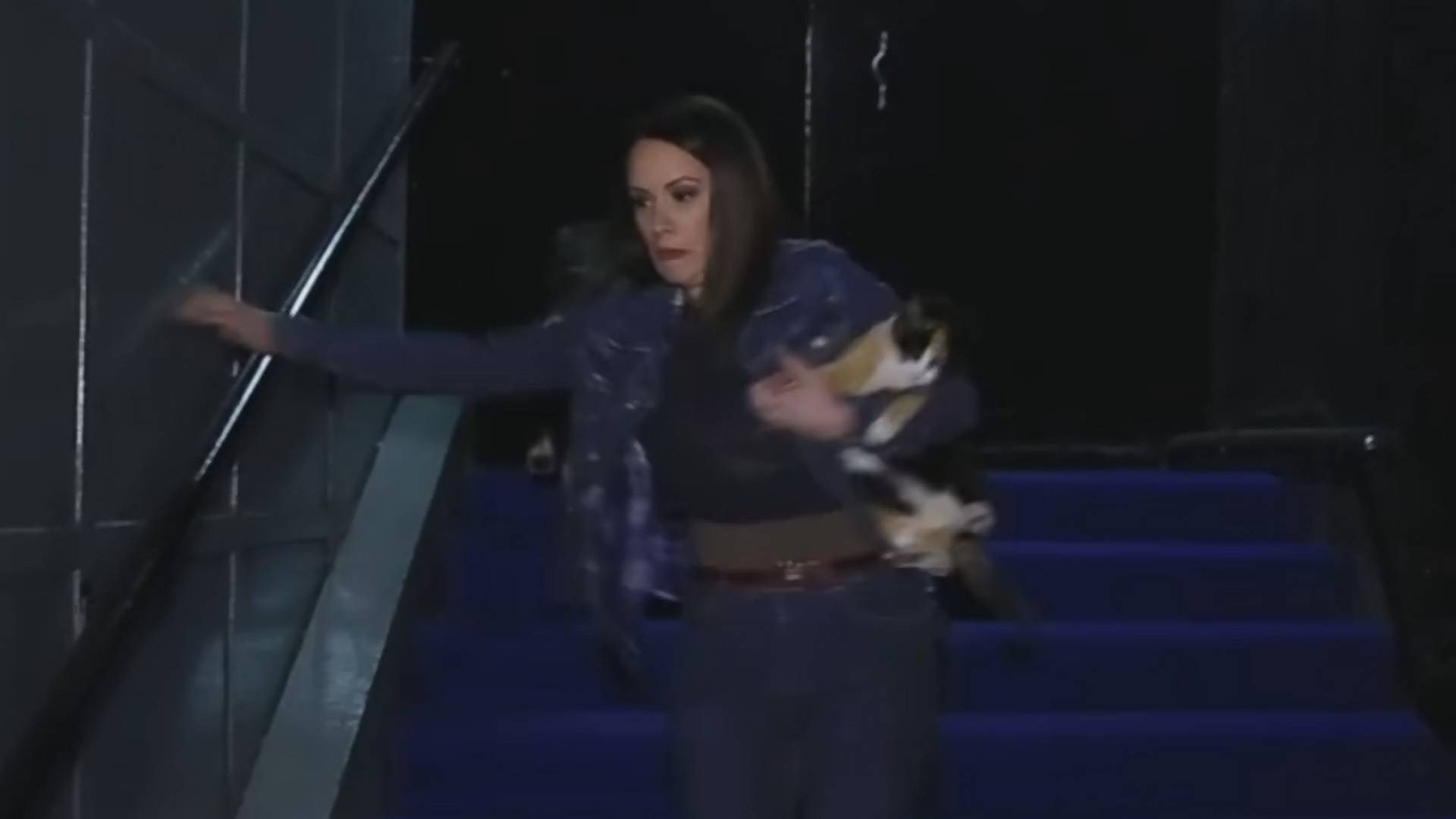 Novinarka Katarina Lazarević u epizodi: "Padam niz stepenice, ali sve za dobar prilog"