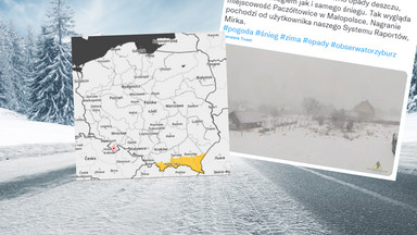 Śnieg i oblodzone drogi w południowej Polsce. Ostrzeżenie IMGW