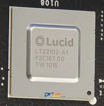 Układ Lucid LT22102 – odmiana układu LT24102 (możliwa konfiguracja linii PCI Express w Lucid LT22102 to 2 ×16, a w LT24102 – 2 ×16, 1 ×16 + 2 ×8, lub 4 ×8)