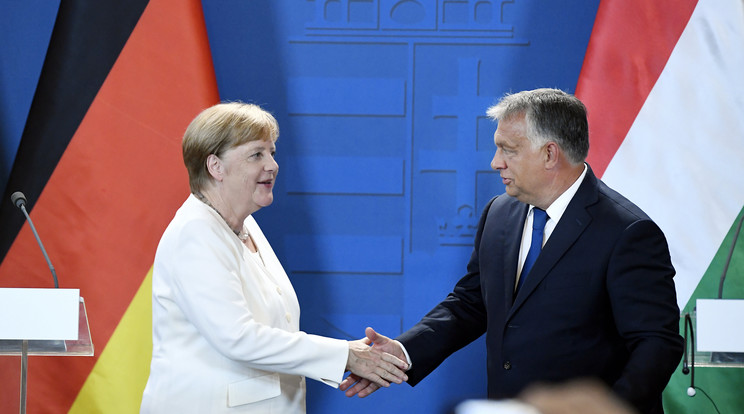 Angela Merkel és Orbán Viktor augusztus 19-én Sopronban/Fotó:MTI/Koszticsák Szilárd