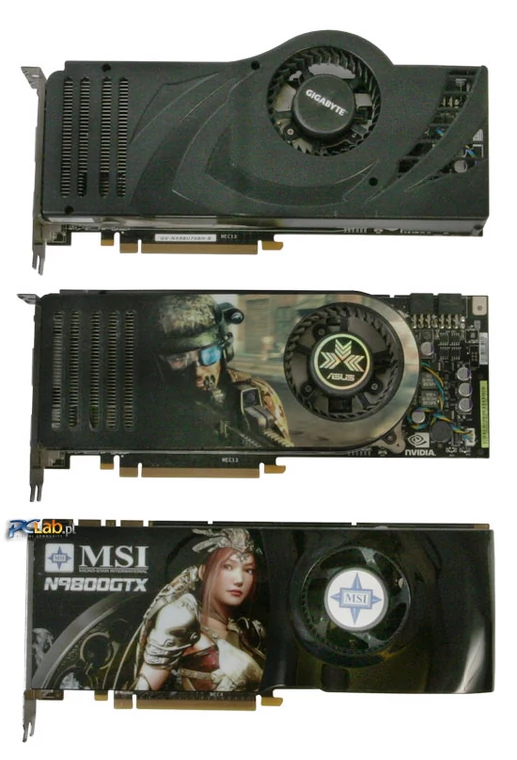 Porównanie długości kart - GeForce 8800 Ultra, GeForce 8800 GTX i GeForce 9800 GTX