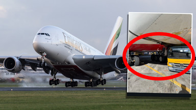 Kolizja na lotnisku w Moskwie: Airbus A380 Emirates uszkodzony przez cysternę z wodą