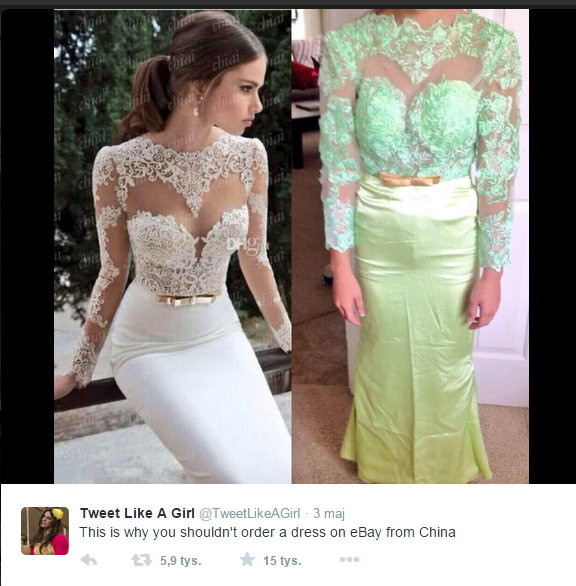 "Nie zamawiaj sukienek z Chin"